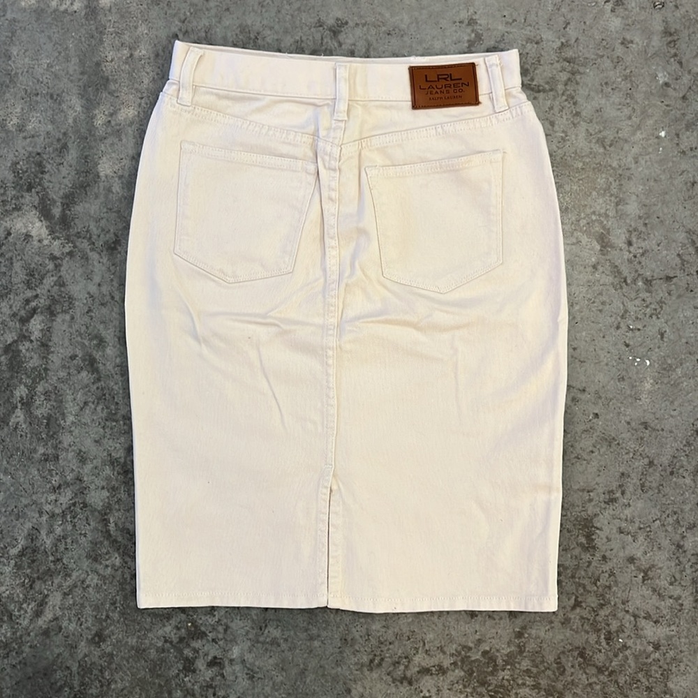 ✨ Lauren Jeans Co. by Ralph Lauren Off White Denim Midi Skirt